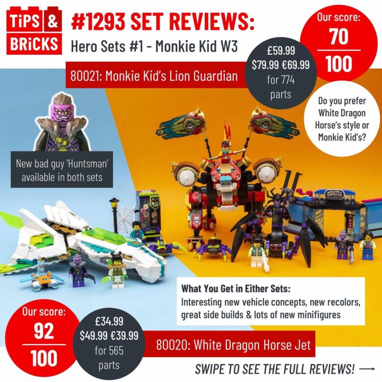 SET REVIEWS: 80020 White Dragon Horse Jet and 80021 Monkie Kid's Lion Guardian