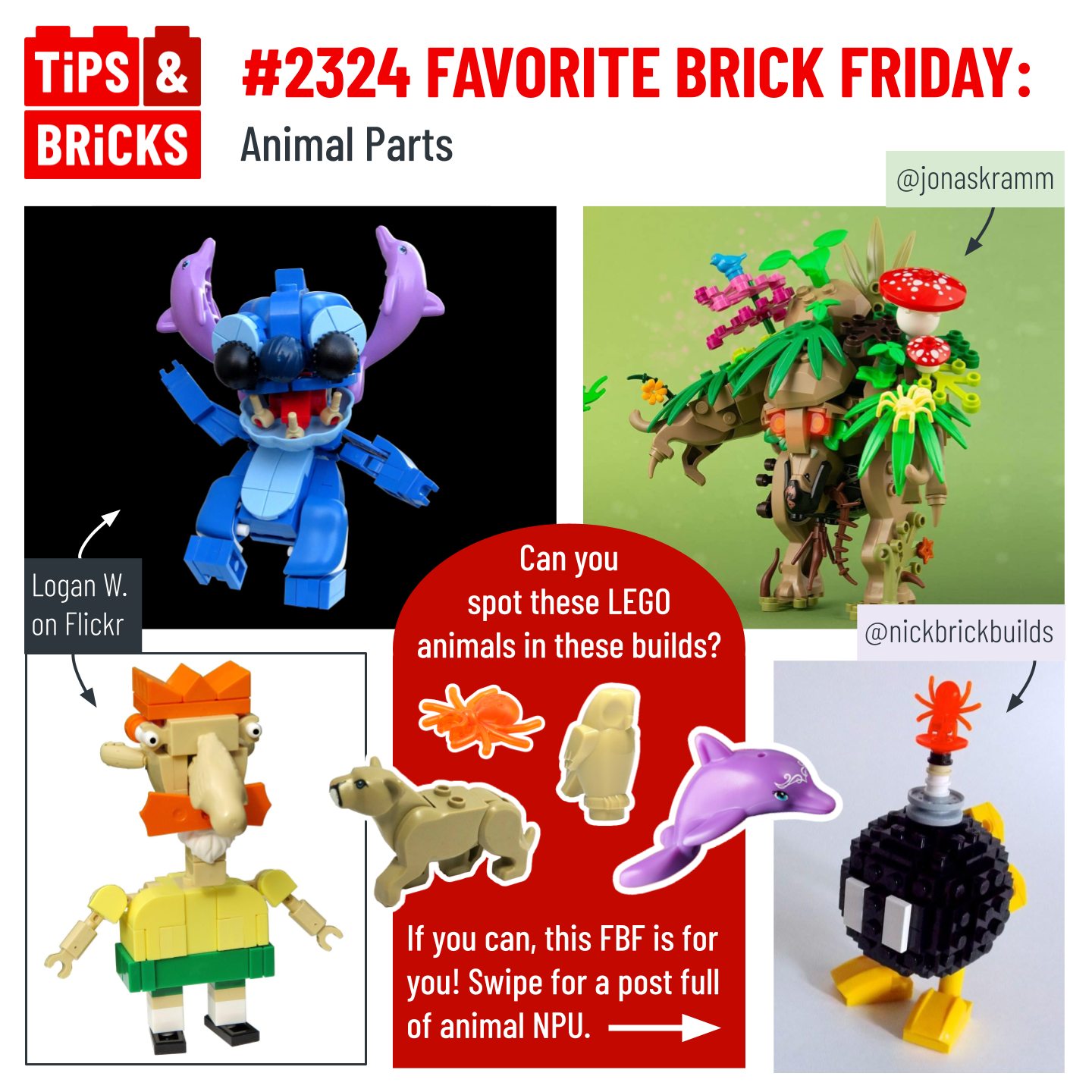 2324 FAVORITE BRICK FRIDAY: Animal Parts - Tips&Bricks