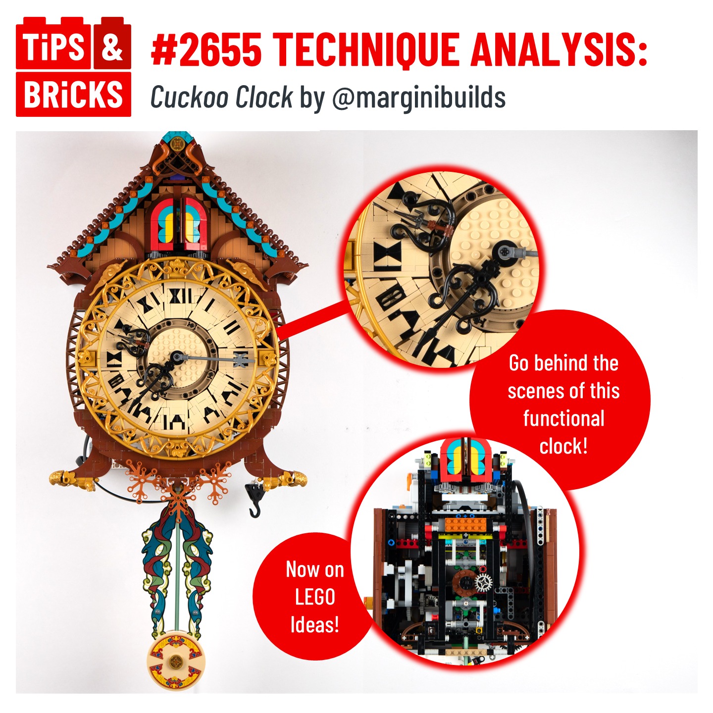 2655 TECHNIQUE ANALYSIS: Cuckoo Clock by @marginibuilds - Tips&Bricks