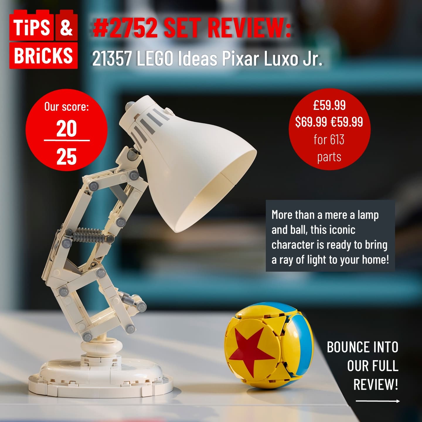 2752 SET REVIEW: 21357 LEGO Ideas Pixar Luxo Jr. - Tips&Bricks