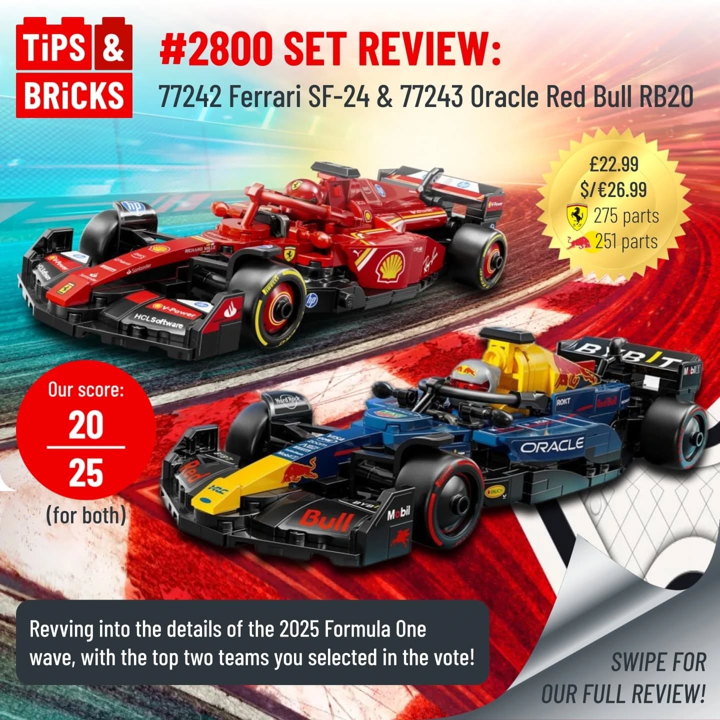 2800 SET REVIEW: 77242 Ferrari SF-24 & 77243 Oracle Red Bull RB20