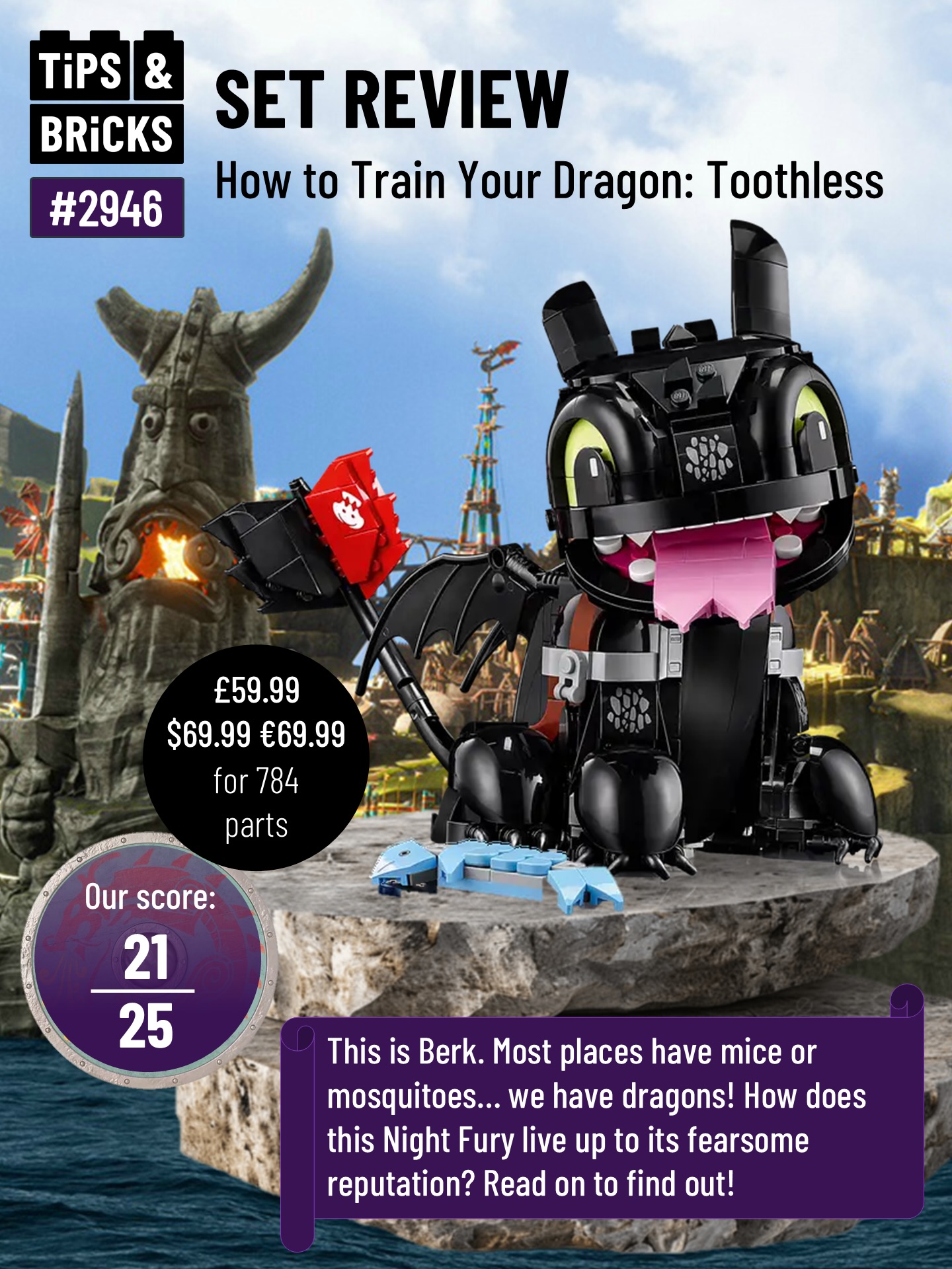 #2946 SET REVIEW: 10375 How to Train Your Dragon: Toothless - Tips&Bricks