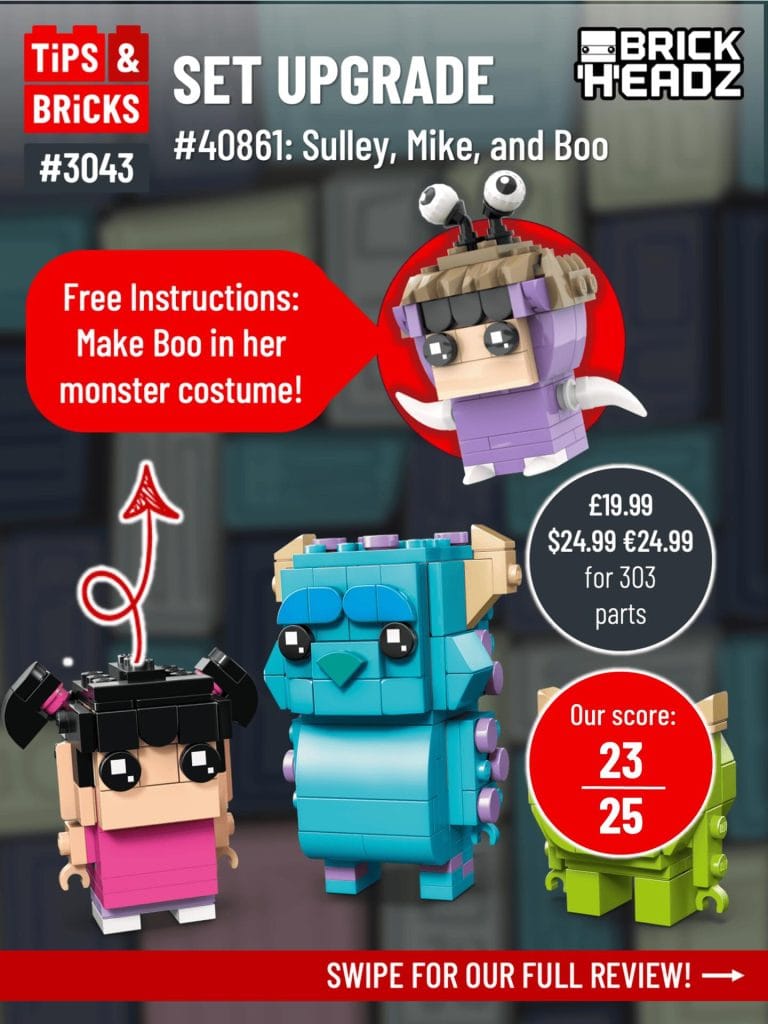 SET UPGRADE for 40861: Sulley, Mike, and Boo BrickHeadz.
